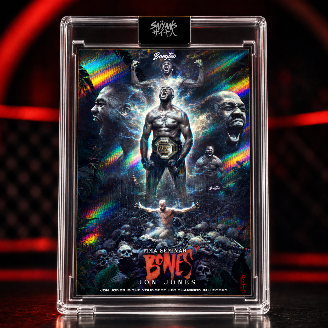 Jon Jones Bones two-division UFC champion holographic trading card - Saiyans