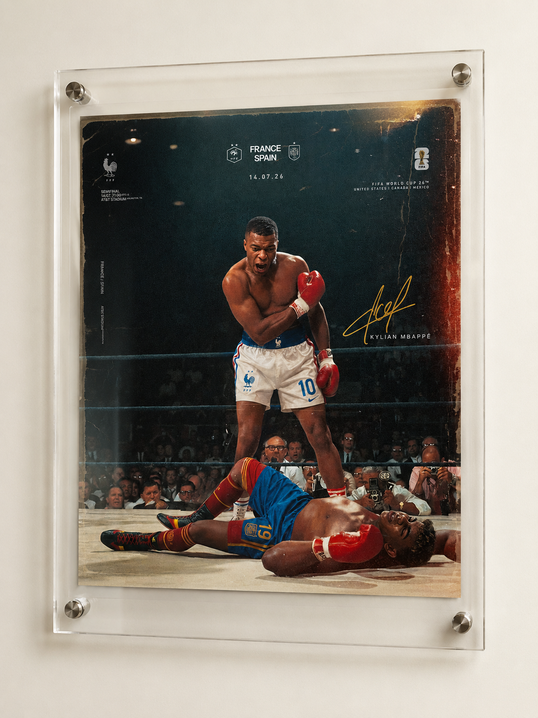 Kylian Mbappe x Muhammad Ali fictional sports icons art print poster - Saiyans