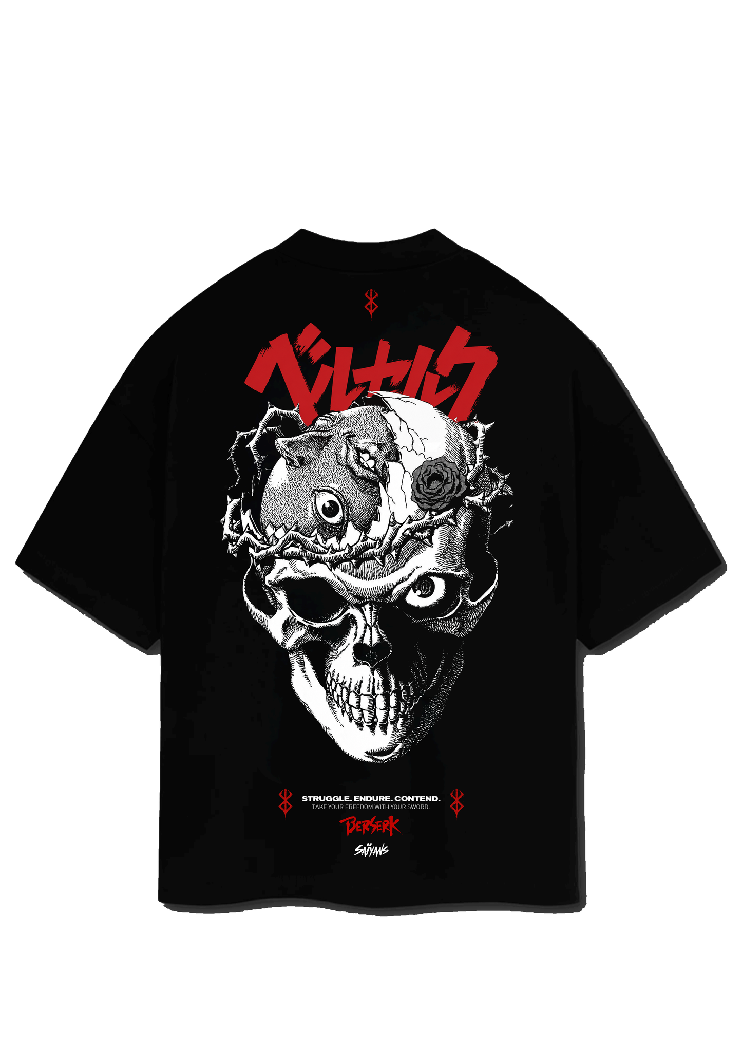 Guts Berserk Black Swordsman t-shirt back print - Saiyans dark fantasy manga collection