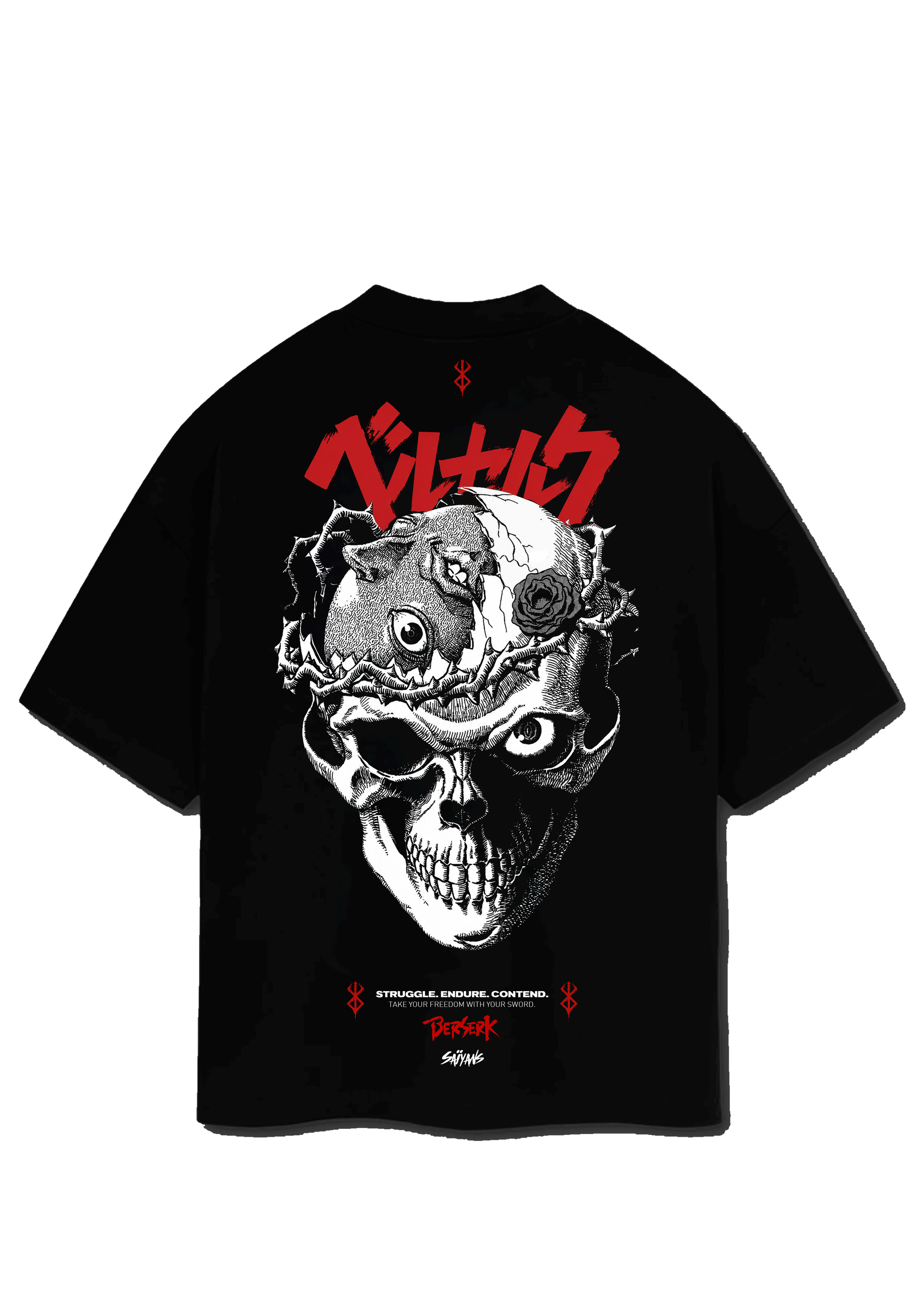 Guts Berserk Black Swordsman t-shirt back print - Saiyans dark fantasy manga collection