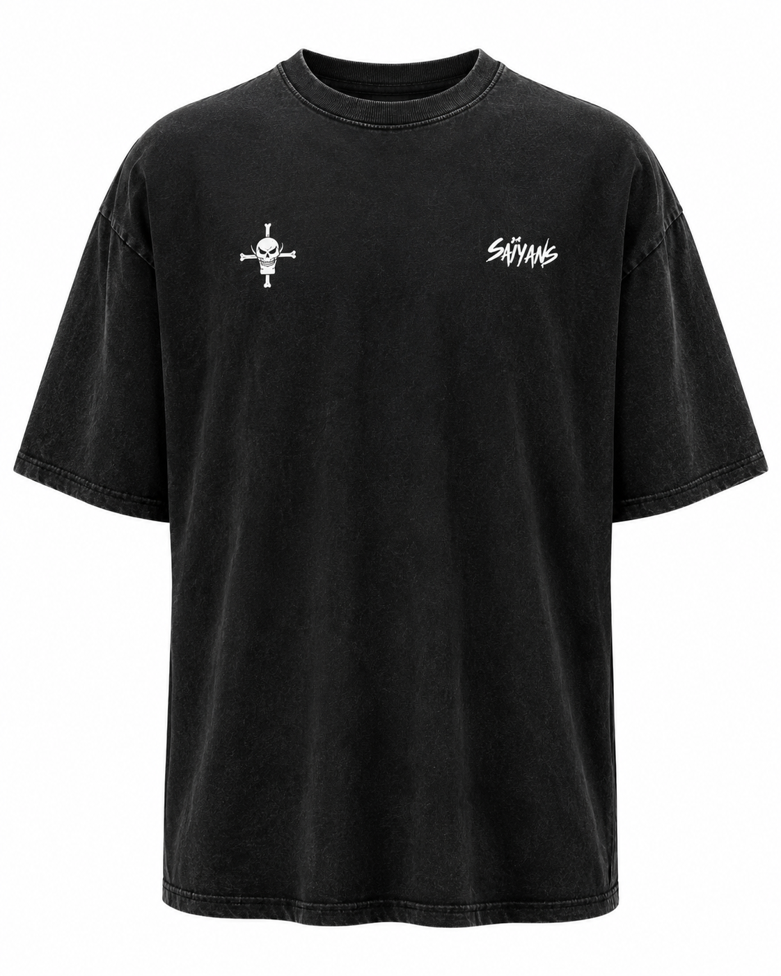 Model wearing Whitebeard oversized t-shirt - Saiyans anime streetwear