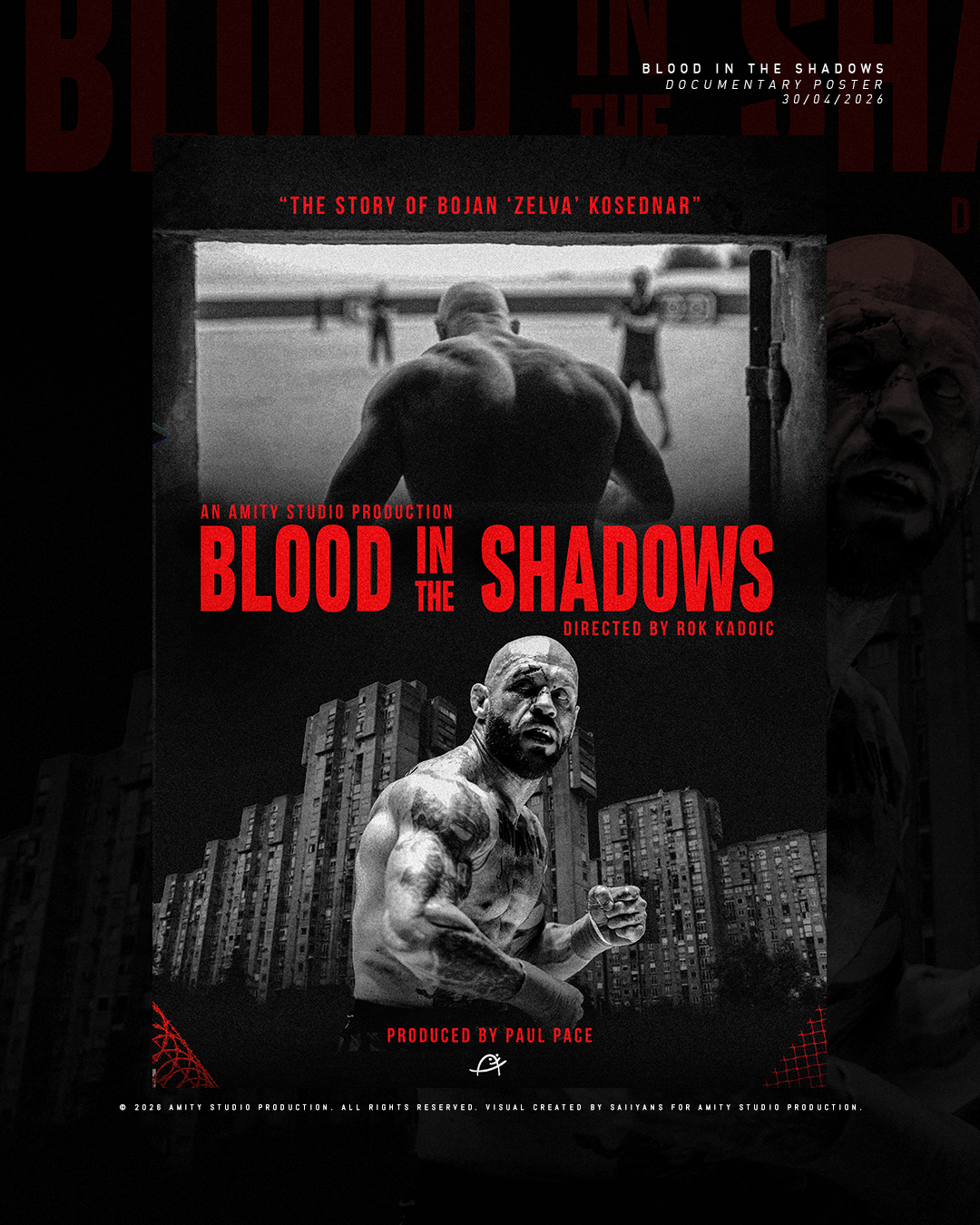 Custom fight poster design package with A3 and Instagram formats