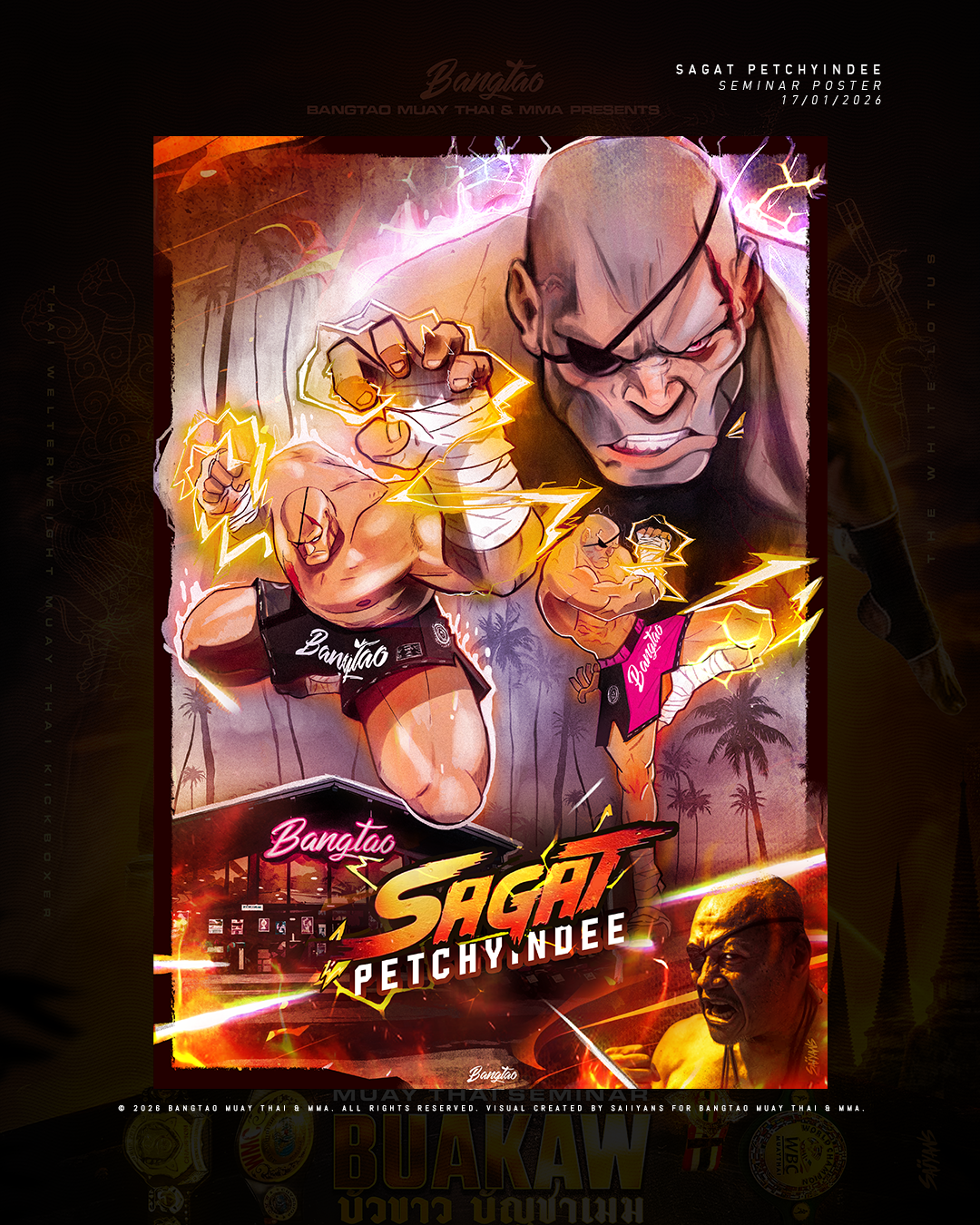 Custom fight poster design package with A3 and Instagram formats