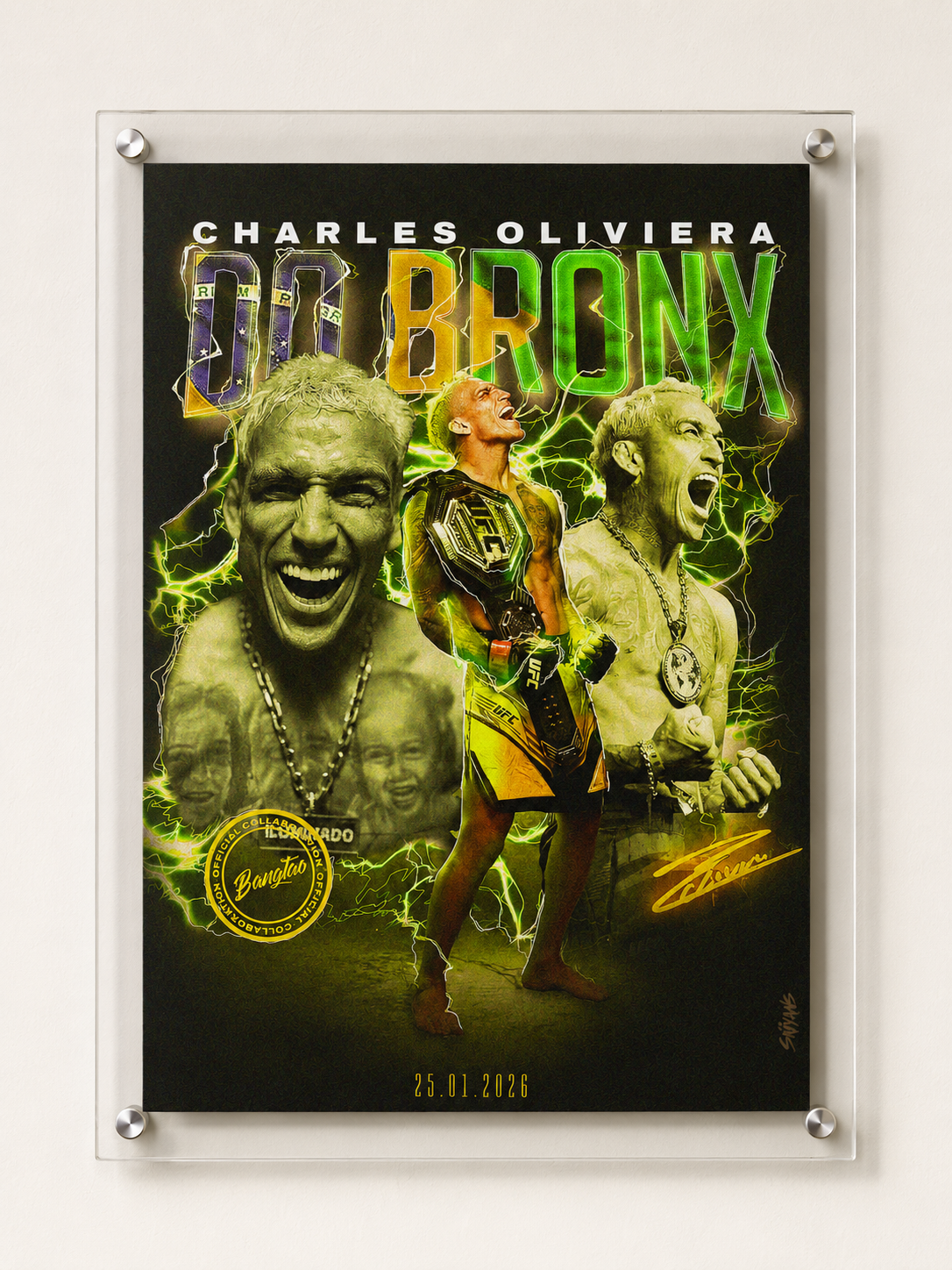 Charles Oliveira controlled aggression MMA fight poster combat art print - Saiyans