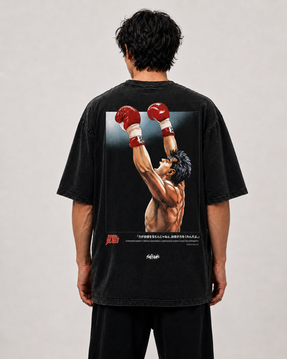 Model wearing Taison Maeda anime t-shirt - Saiyans manga streetwear